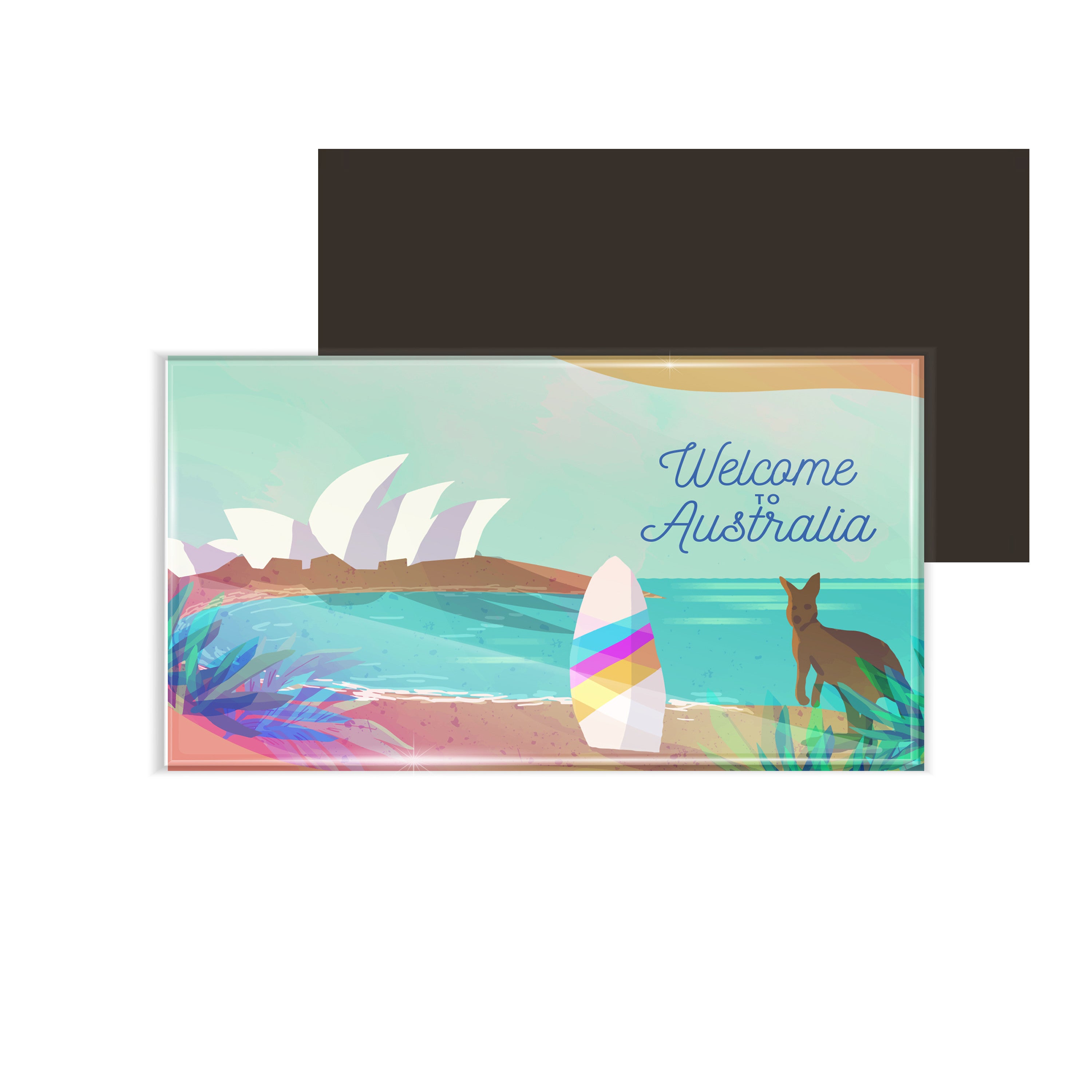 dhcrafts Fridge Magnet Rectangle Acrylic Glass (8.6 x 5.4 cm) Multicolor Travel Australia D5 Design Pack of 1